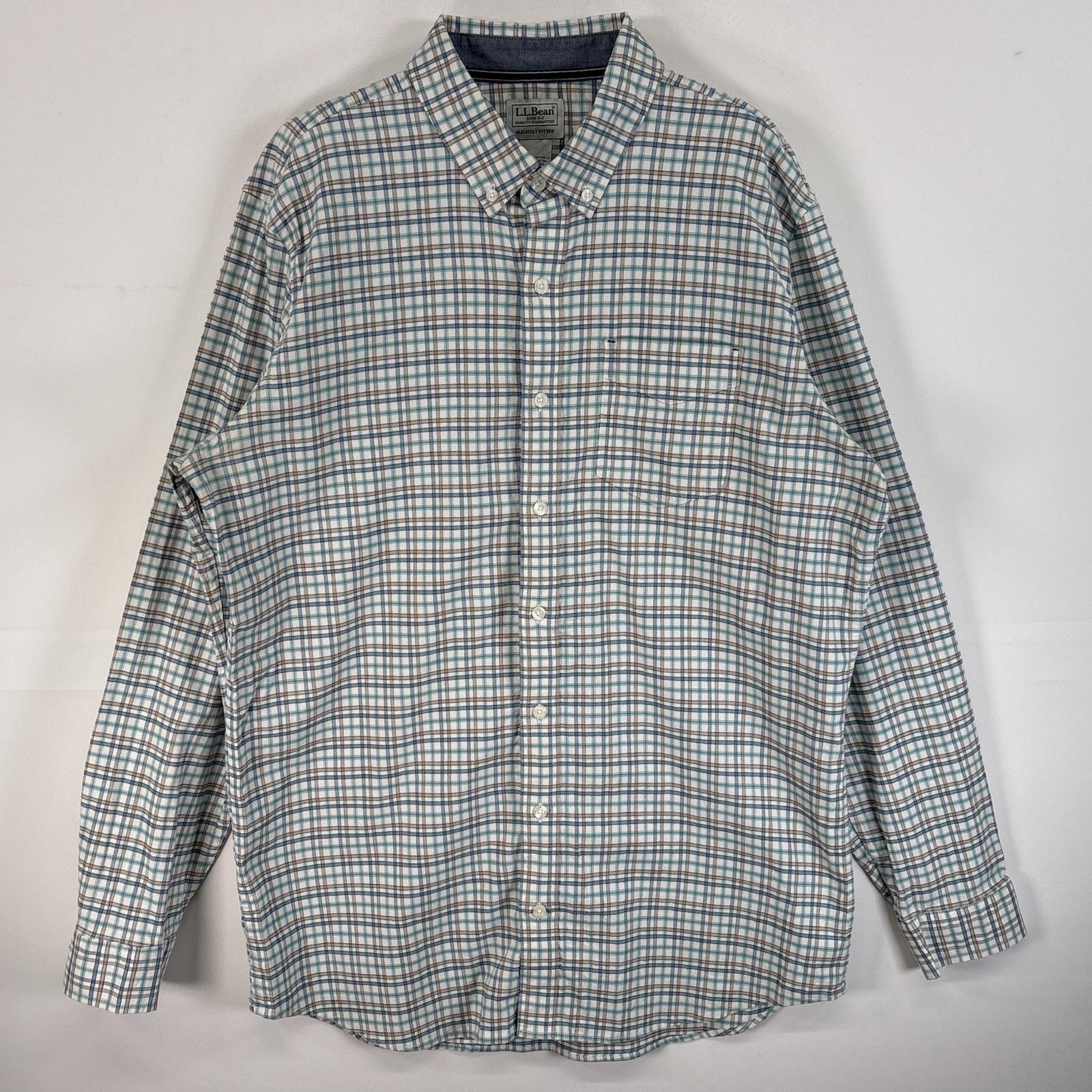 古着 エルエルビーン L.L.Bean 長袖シャツ チェック ボタンダウンシャツ 胸ポケ L-TALL  ホワイト系 マルチカラー メンズ