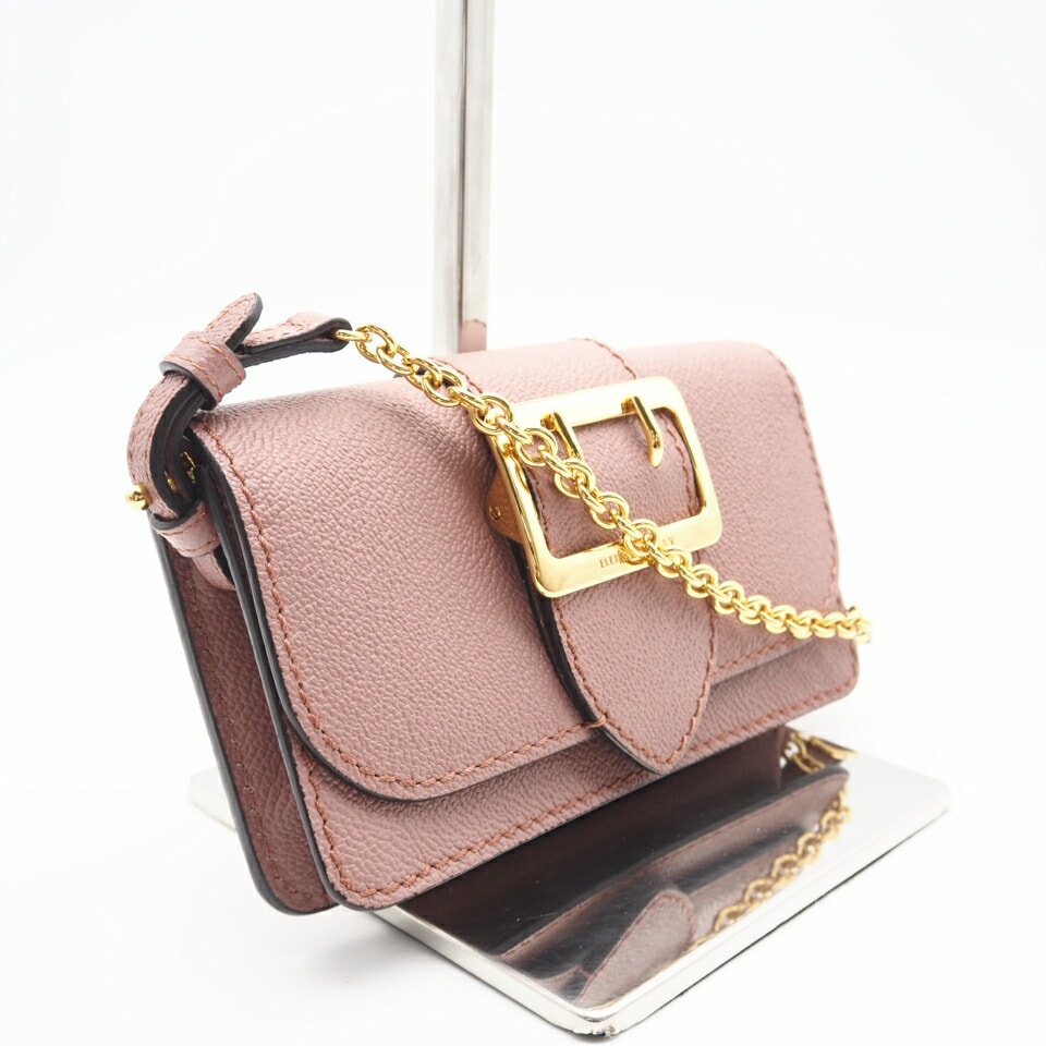 美品 BURBERRY バーバリー レザー バックルショルダーポーチ 40406971 ショルダーバッグ ピンク レザー レディース