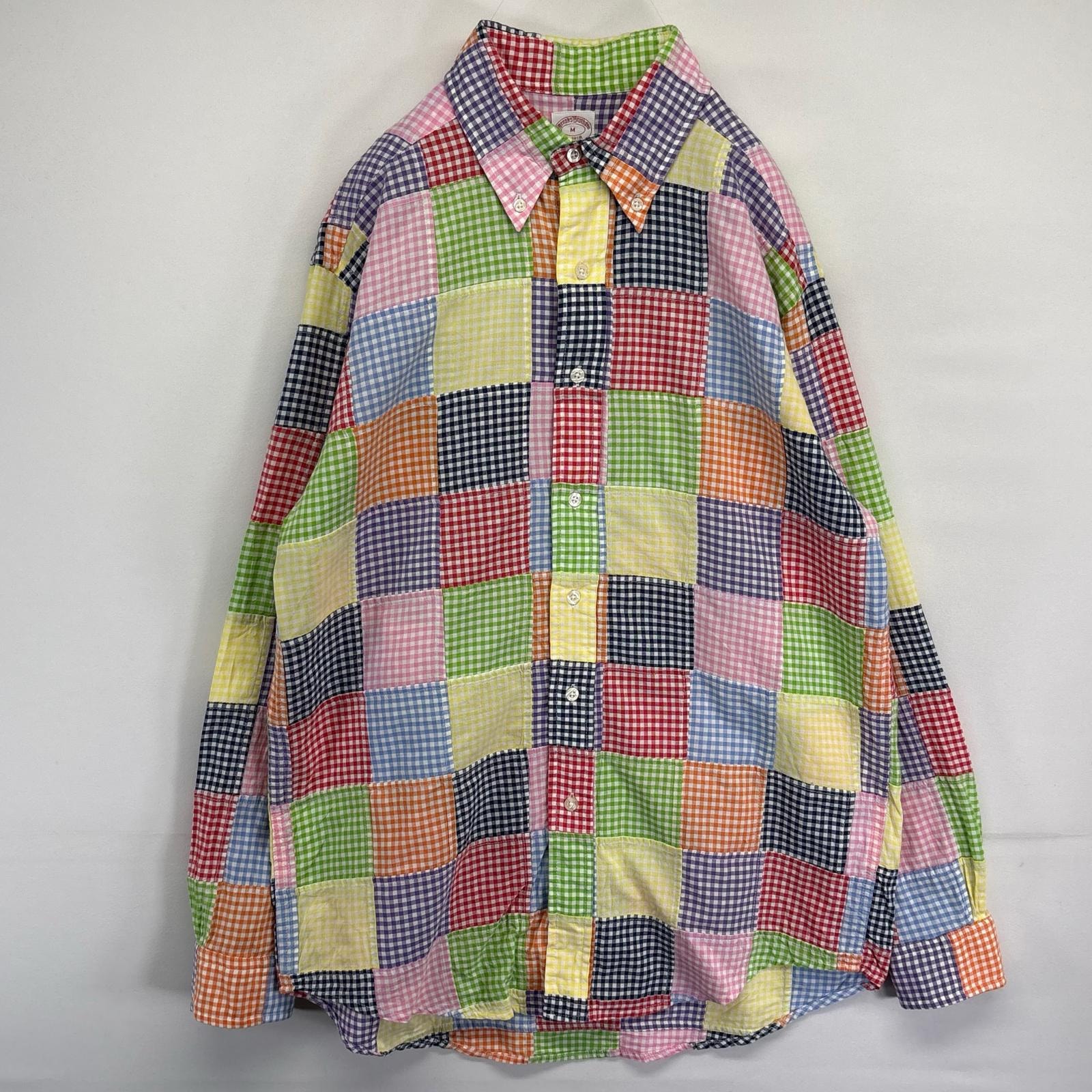 古着 ブルックスブラザーズ Brooks Brothers 長袖シャツ パッチワーク ボタンダウン チェック柄 1818 M マルチカラー メンズ