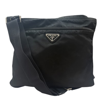 PRADA プラダ テスート 三角ロゴ ブラック シルバー金具 ナイロン ショルダーバッグ S1-00060 【中古】