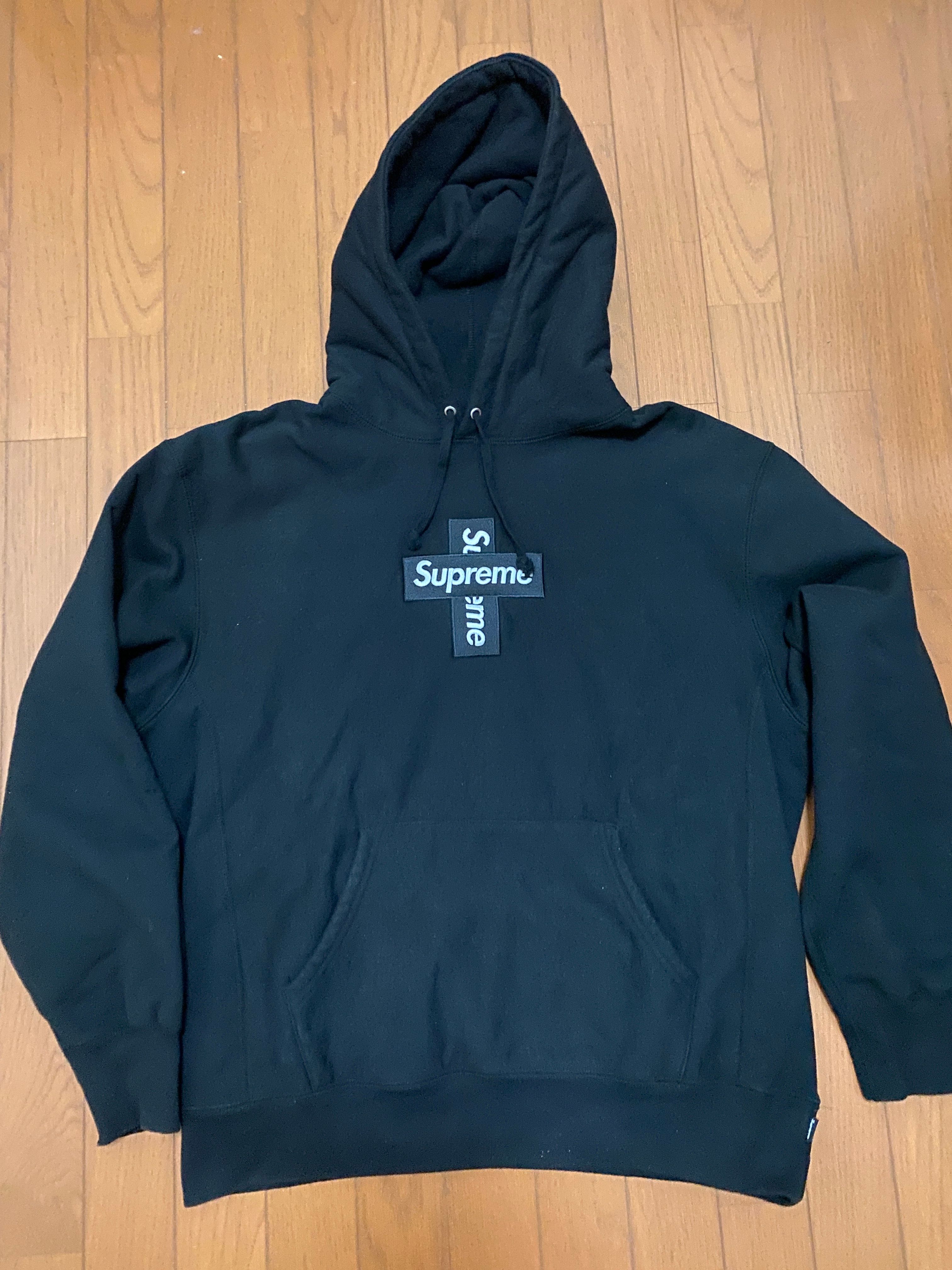 Supreme Cross Box Logo Hooded Sweatshirt "Black"