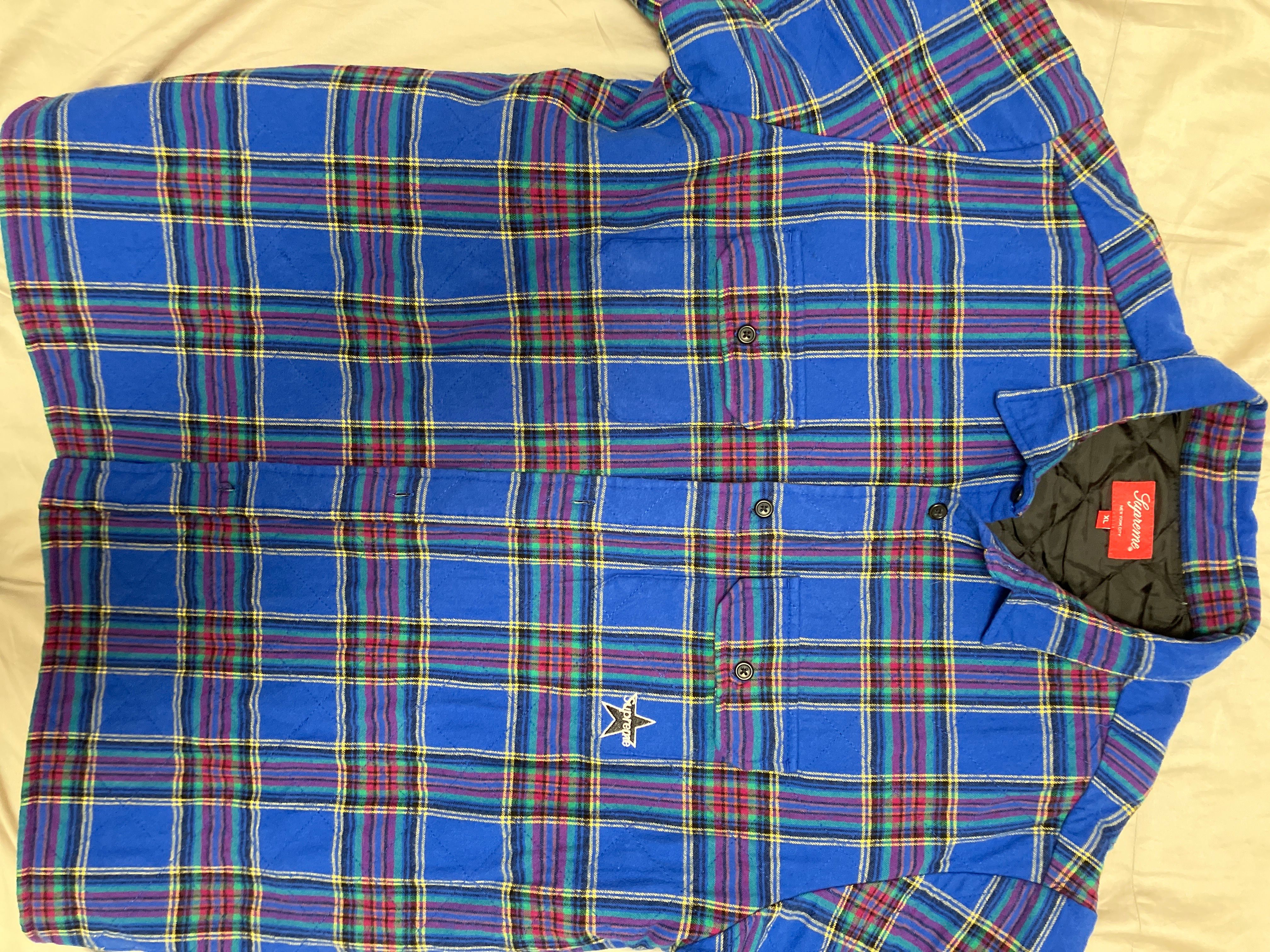 Supreme Quilted Plaid Flannel Shirt "Dusty Royal"