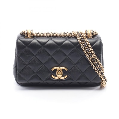 シャネル CHANEL マトラッセ ミニフラップ チェーンショルダー ショルダーバッグ バッグ ラムスキン(羊革) レディース ブラック系 AS4972 【中古】