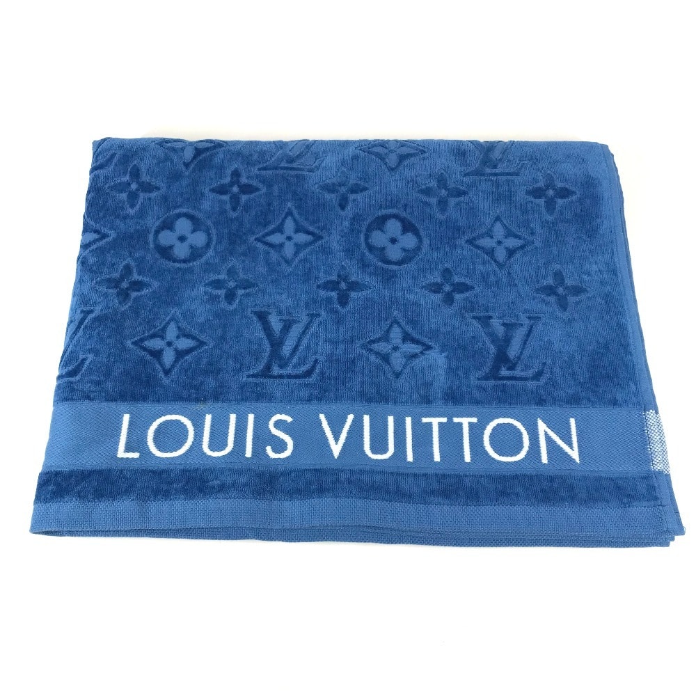 ルイヴィトン LOUIS VUITTON ビーチタオル  R94008 モノグラム 非売品 NOT FOR SALE  バスタオル インテリア ひざかけ ブランケット タオル コットン ブルー