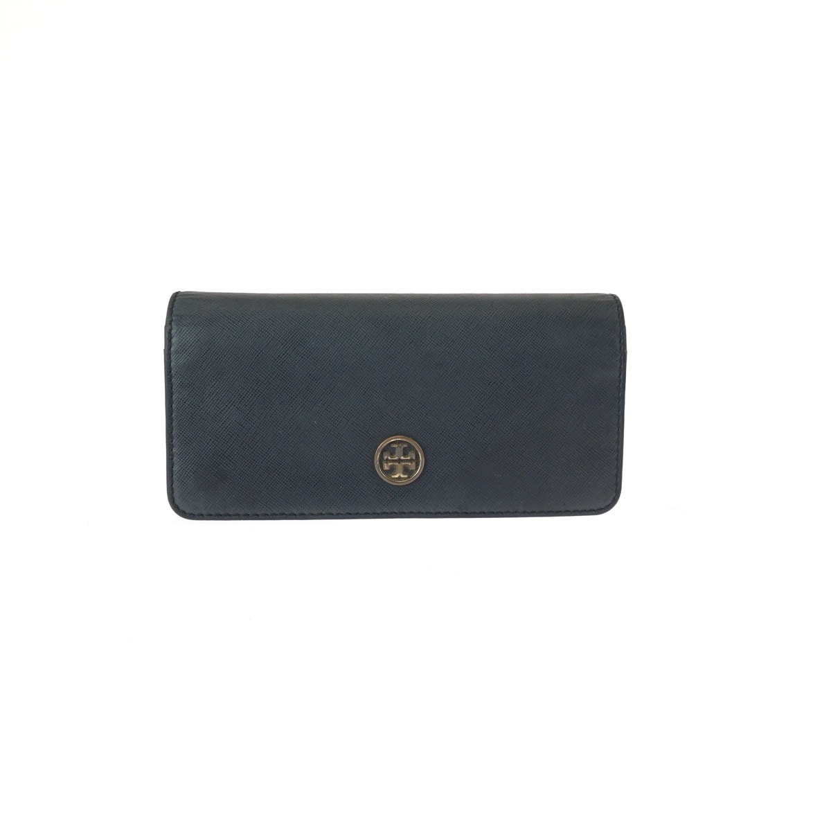Tory Burch トリーバーチ ブラック 黒 ゴールド金具 レザー 長財布 ロングウォレット 600395 【中古】