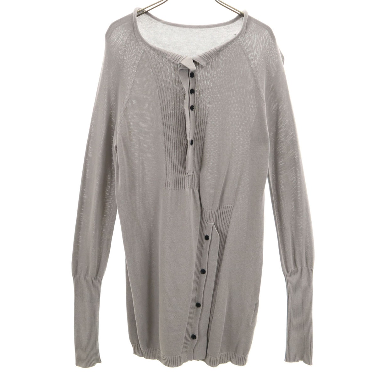 Y's ワイズ 日本製 長袖 プルオーバー ニットカーディガン 2 グレー ヨウジヤマモト