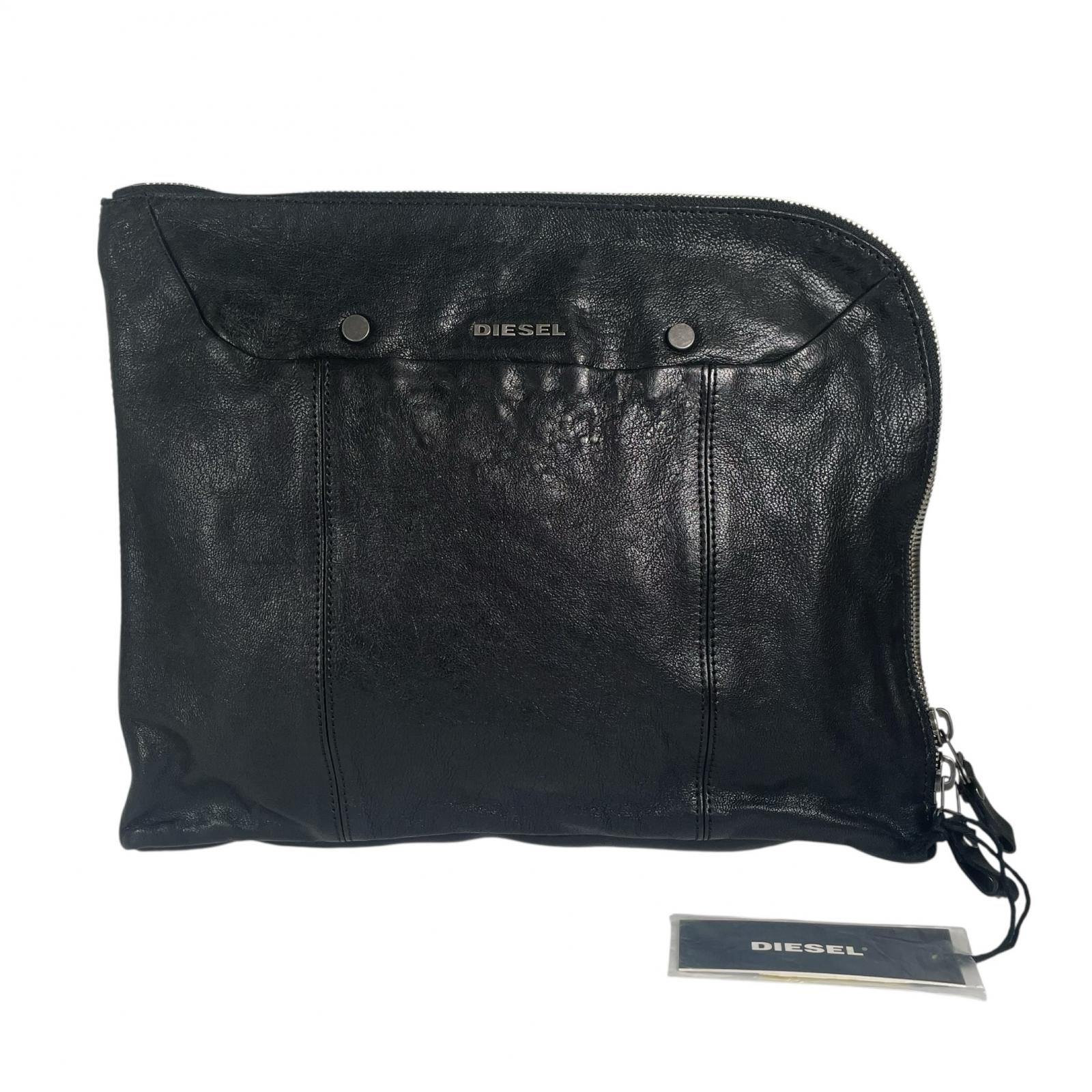 極美品 DIESEL ディーゼル クラッチバッグ レザー ブラック メンズ【中古】