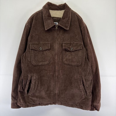古着 ギャップ GAP コーデュロイ ジャケット ボアライナー フルジップ L ブラウン系 メンズ