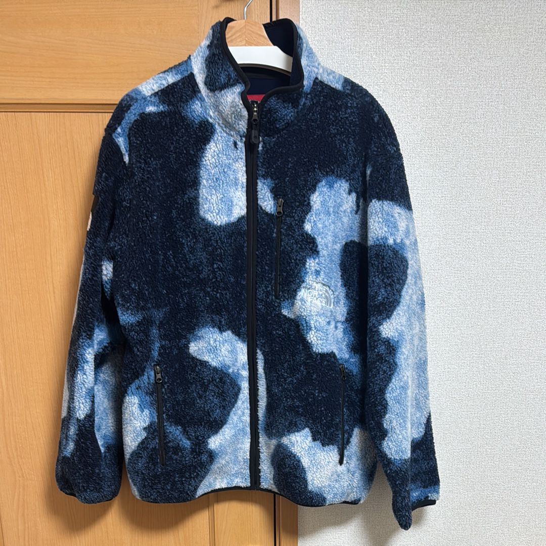 Supreme x The North Face Bleached Denim Print Fleece Jacket "Indigo"