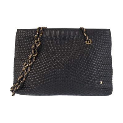 美品 BALLY バリー ヴィンテージ キルティング ブラック 黒 ゴールド金具 レザー トートバッグ チェーンショルダーバッグ 602244 【中古】
