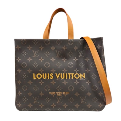 ルイヴィトン ショッパートートMM モノグラム トートバッグ レザー M13928 ブラウン レディース LOUIS VUITTON 中古