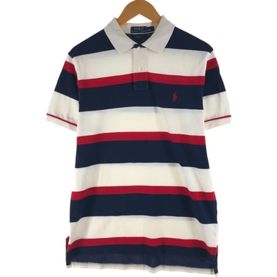 古着 ラルフローレン Ralph Lauren POLO RALPH LAUREN CUSTOM FIT 半袖 ボーダー ポロシャツ メンズL相当/eaa563897
