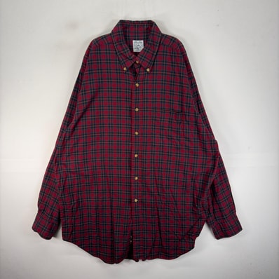 古着 ブルックスブラザーズ Brooks Brothers 長袖シャツ ボタンダウン 胸ポケ XL レッド系 チェック メンズ