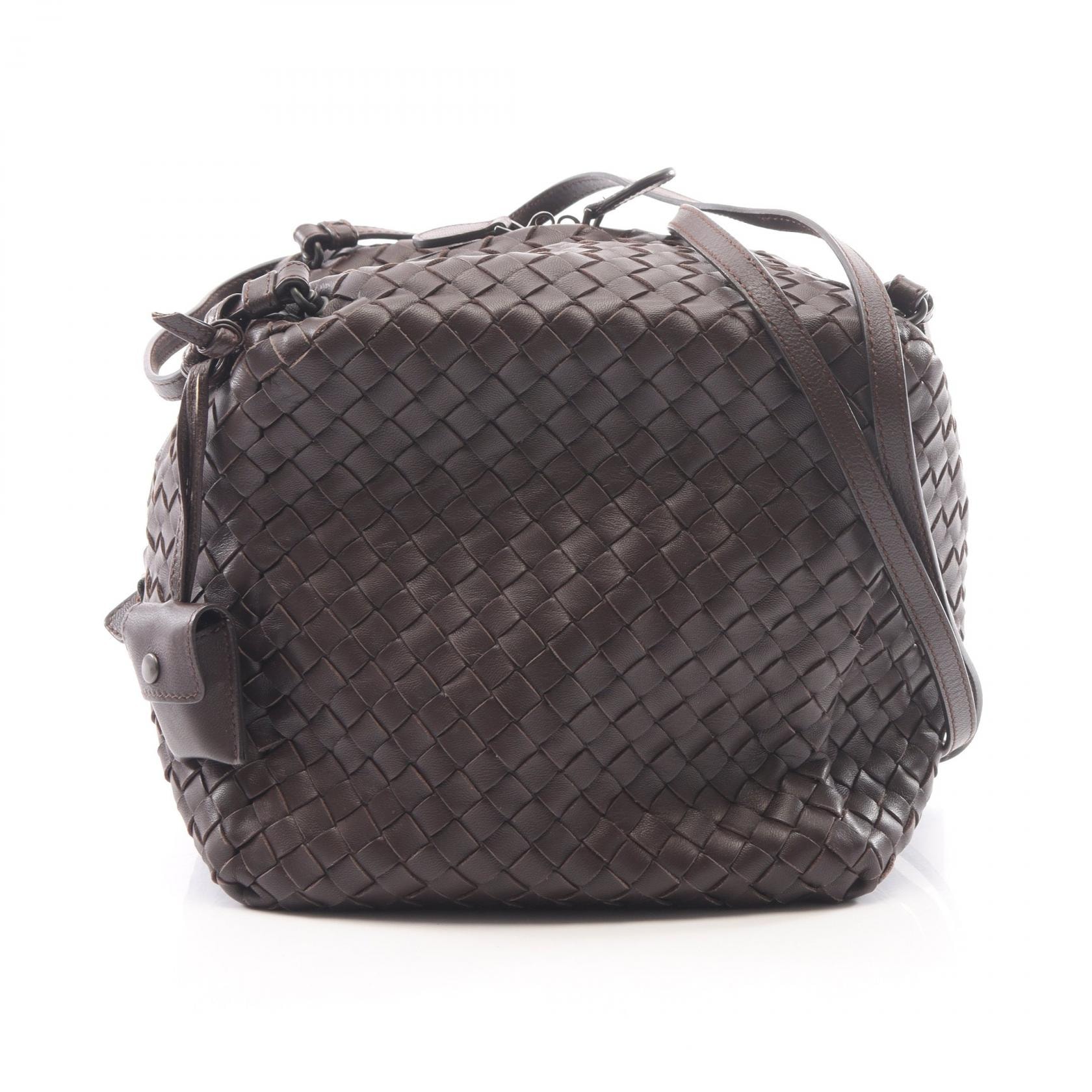 ボッテガヴェネタ BOTTEGA VENETA イントレチャート ショルダーバッグ バッグ レザー レディース ブラウン系 【中古】
