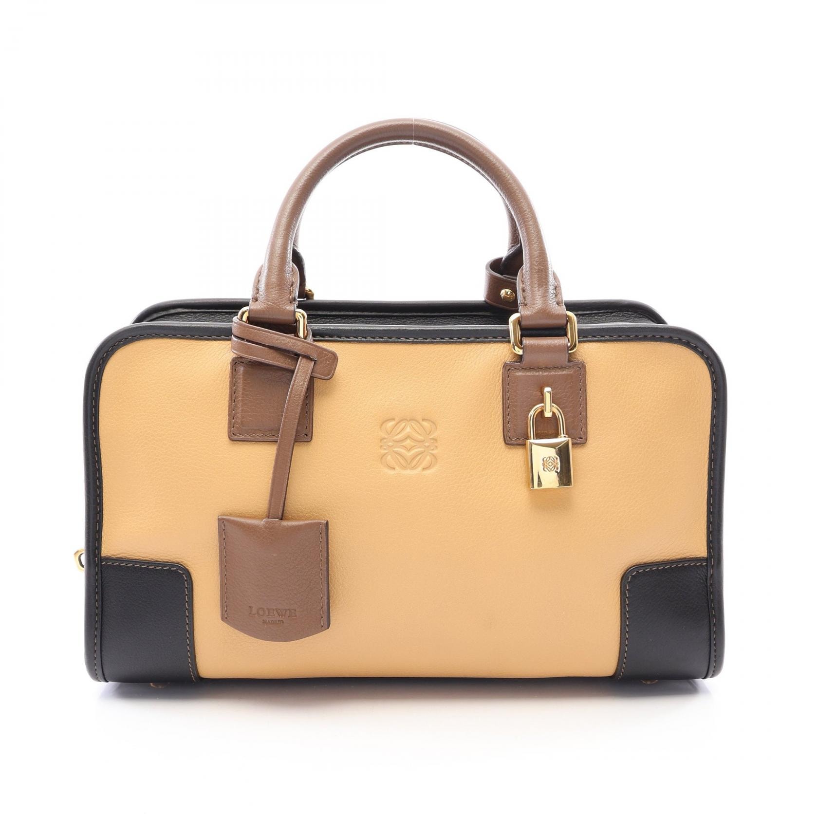 ロエベ LOEWE アマソナ28 ハンドバッグ バッグ レザー レディース ベージュ系 / ブラック系 / ブラウン系 【中古】