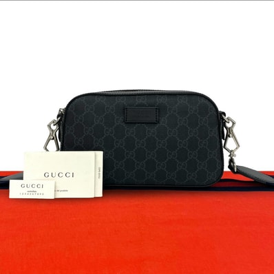 GUCCI グッチ シェリーライン GG 柄 ロゴ レザー ポリウレタン ショルダーバッグ ブラック
39762