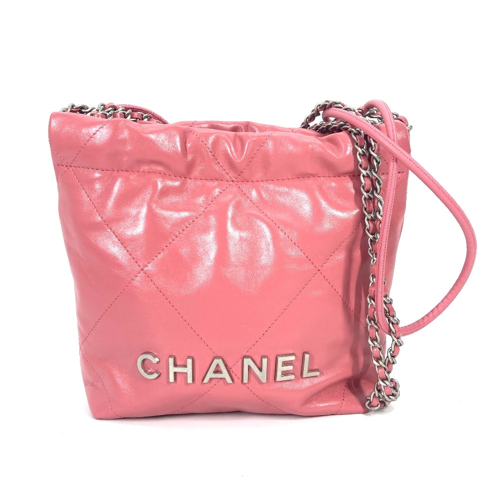 シャネル CHANEL シャネル22 AS3980 チェーン ミニハンドバッグ 2WAY チェーン 斜め掛け ショルダーバッグ カーフスキン ピンク 未使用