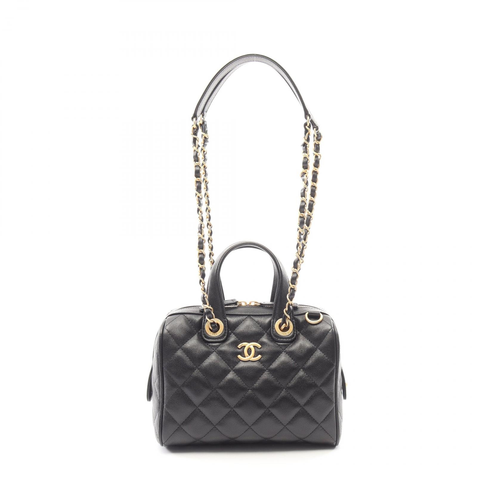 シャネル CHANEL マトラッセ ミニボストンバッグ 2WAY ショルダーバッグ バッグ キャビアスキン(グレインドカーフ) レディース ブラック系 AS5578 【中古】