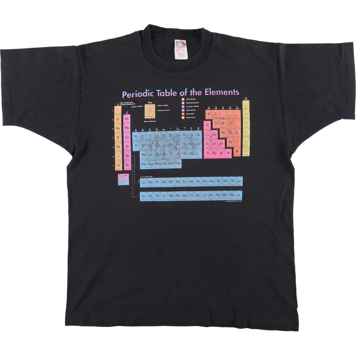 古着 90年代 フルーツオブザルーム FRUIT OF THE LOOM PERIODIC TABLE OF THE ELEMENTS 元素記号 プリントTシャツ USA製 メンズXL相当 ヴィンテージ/eaa568561
