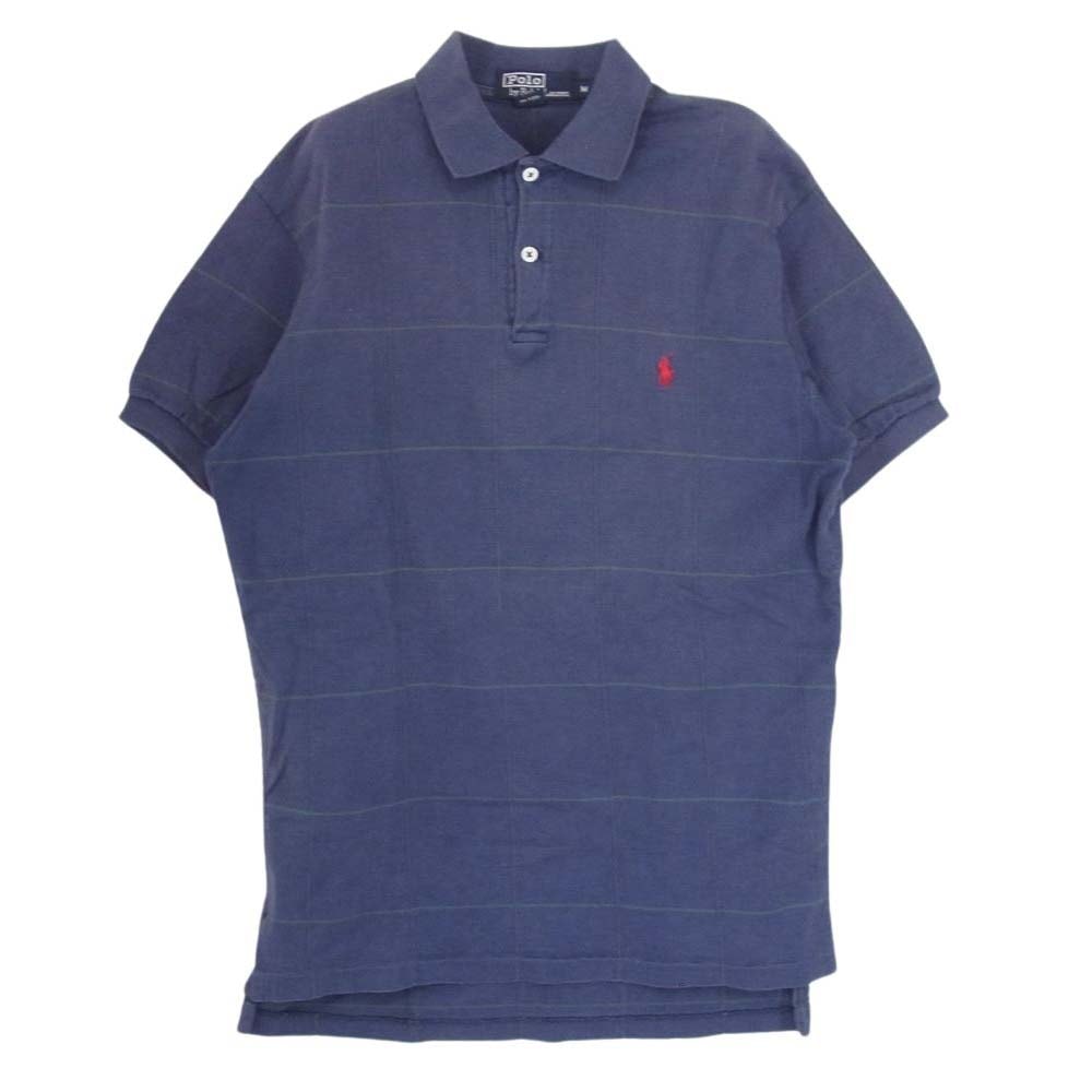 POLO RALPH LAUREN ポロ・ラルフローレン ポロシャツ USA製 チェック 半袖 ポロシャツ ネイビー系 M【中古】