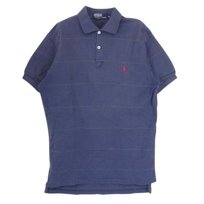 POLO RALPH LAUREN ポロ・ラルフローレン ポロシャツ USA製 チェック 半袖 ポロシャツ ネイビー系 M【中古】