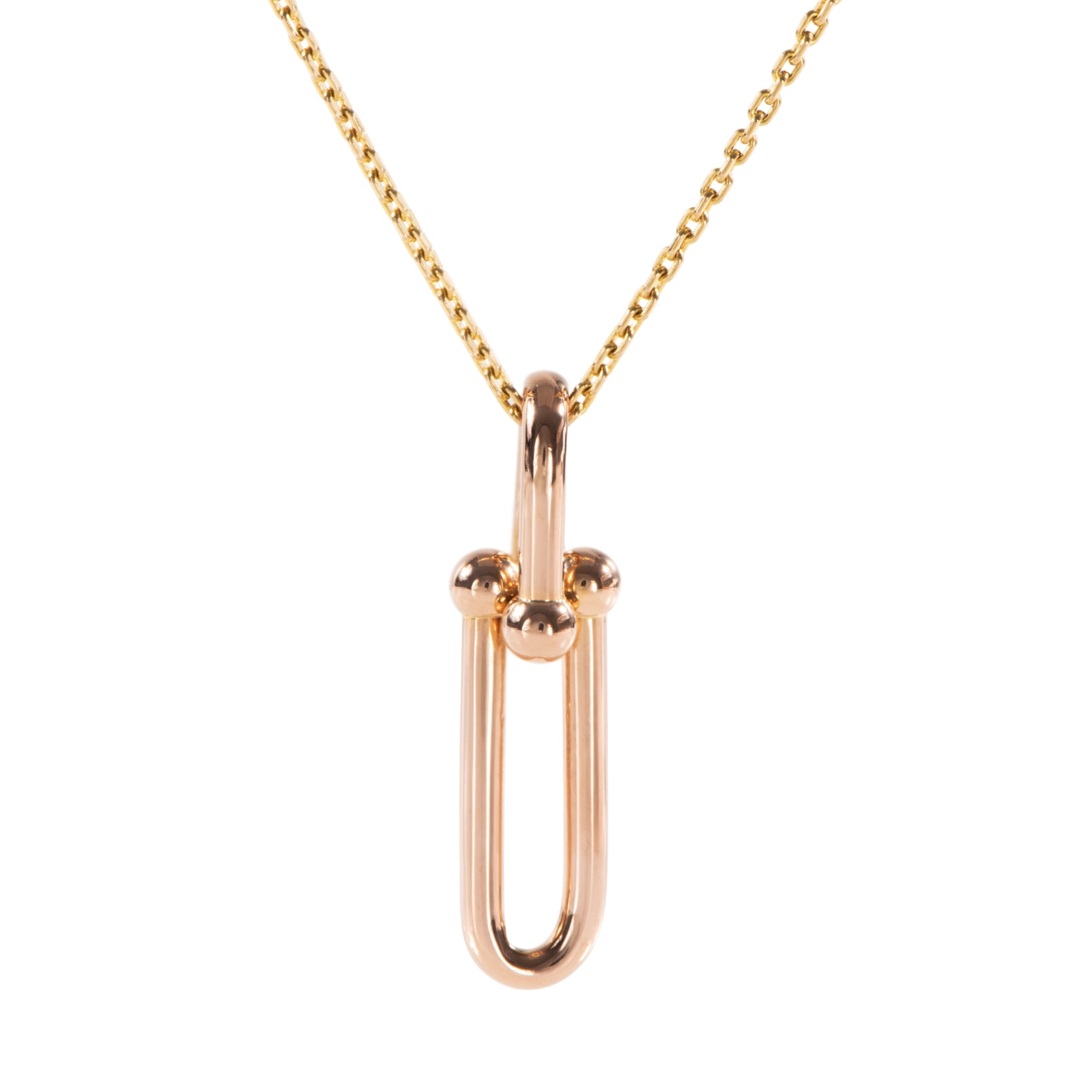 TIFFANY&Co. ティファニー ハードウェア リンク ペンダント ネックレス K18RG ピンク ゴールド【中古】