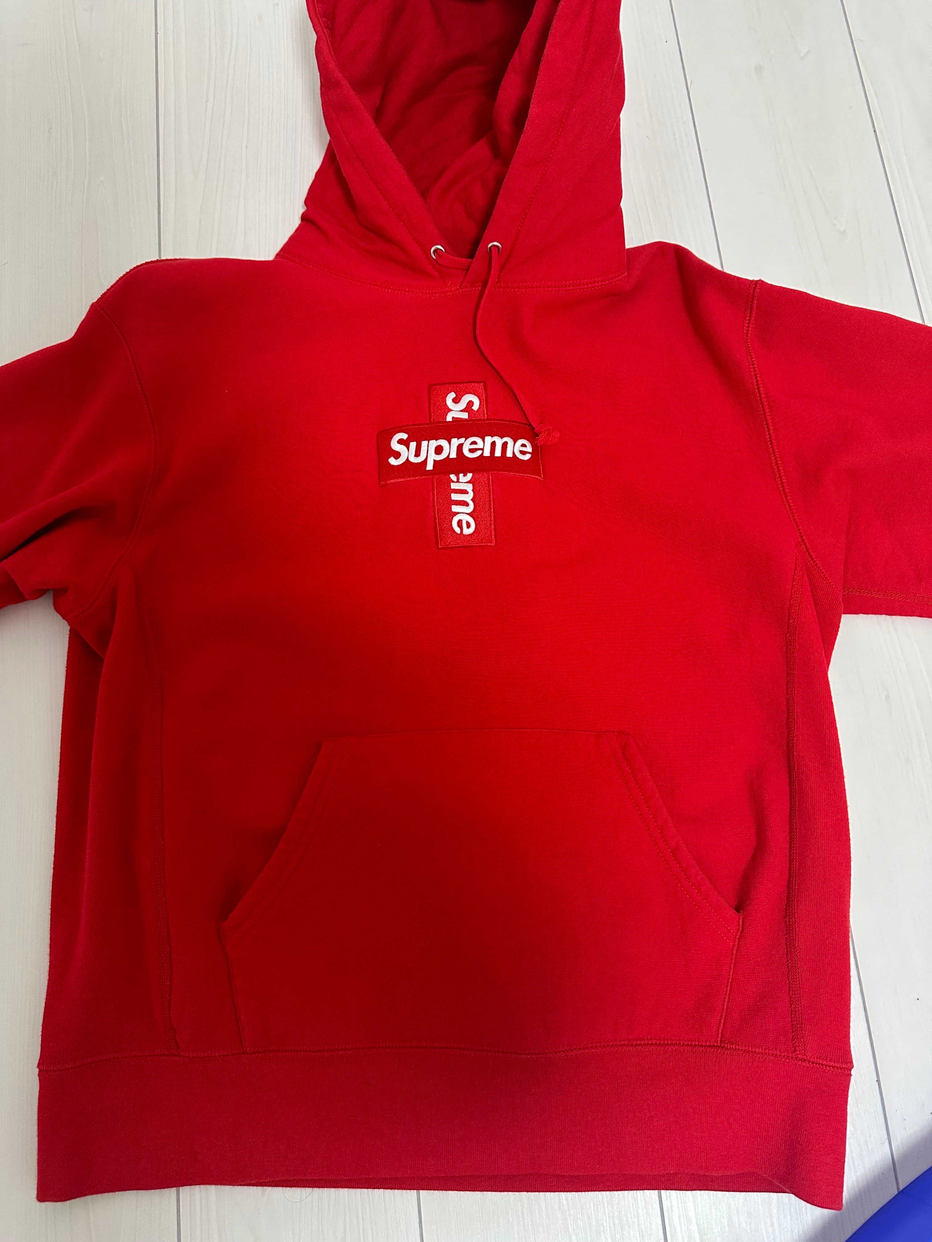 Supreme Cross Box Logo Hooded Sweatshirt "Red"