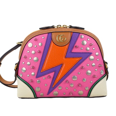 グッチ GUCCI レザー エクレア・ダムール スタッズ ショルダーバッグ【中古】