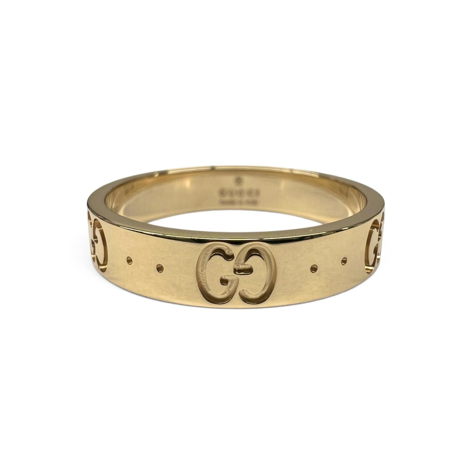 GUCCI 極美品 グッチ ICON アイコン リング 指輪 14号 15 研磨済 GG K18YG イエローゴールド 750 アクセサリー ジュエリー Aランク 中古 鑑定済 グッチリング