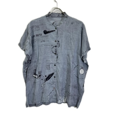 ポータークラシック グレー コットン×リネン MONSIEUR KURATA COTTONN LINEN BLOUSE XL
