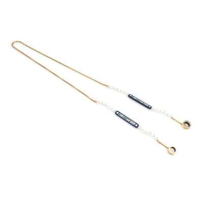 クリスチャンディオール Christian Dior AirPods チェーン メタル ネイビー/ホワイト/ゴールド レディース【中古】 h32135a