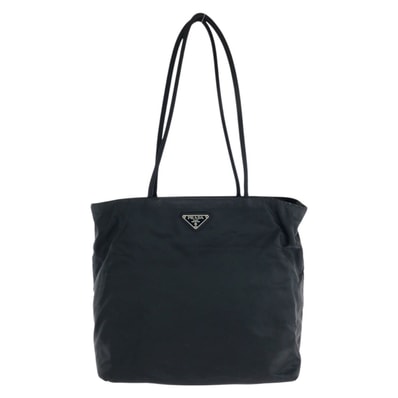 美品 PRADA プラダ テスート 三角ロゴプレート ブラック 黒 シルバー金具 ナイロン トートバッグ ショルダーバッグ 603218 【中古】