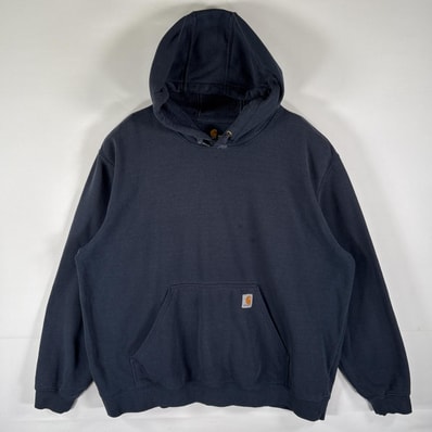 古着 カーハート Carhartt パーカー スウェット プルオーバー フーディ ワンポイントロゴ 大きいサイズ 14041 ダークネイビー メンズ