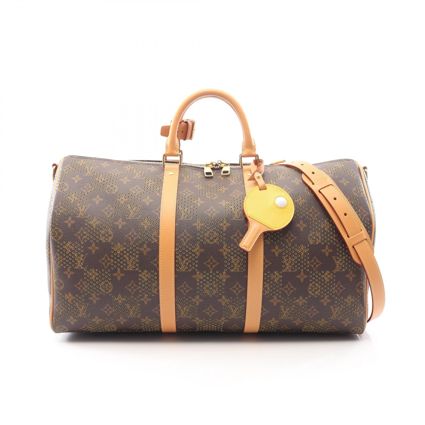 ルイ・ヴィトン LOUIS VUITTON キーポル バンドリエール50 モノグラム パーフォレーション 2WAY ボストンバッグ バッグ PVCコーティングキャンバス レザー モノグラム メンズ ブラウン系 M29163 【中古】