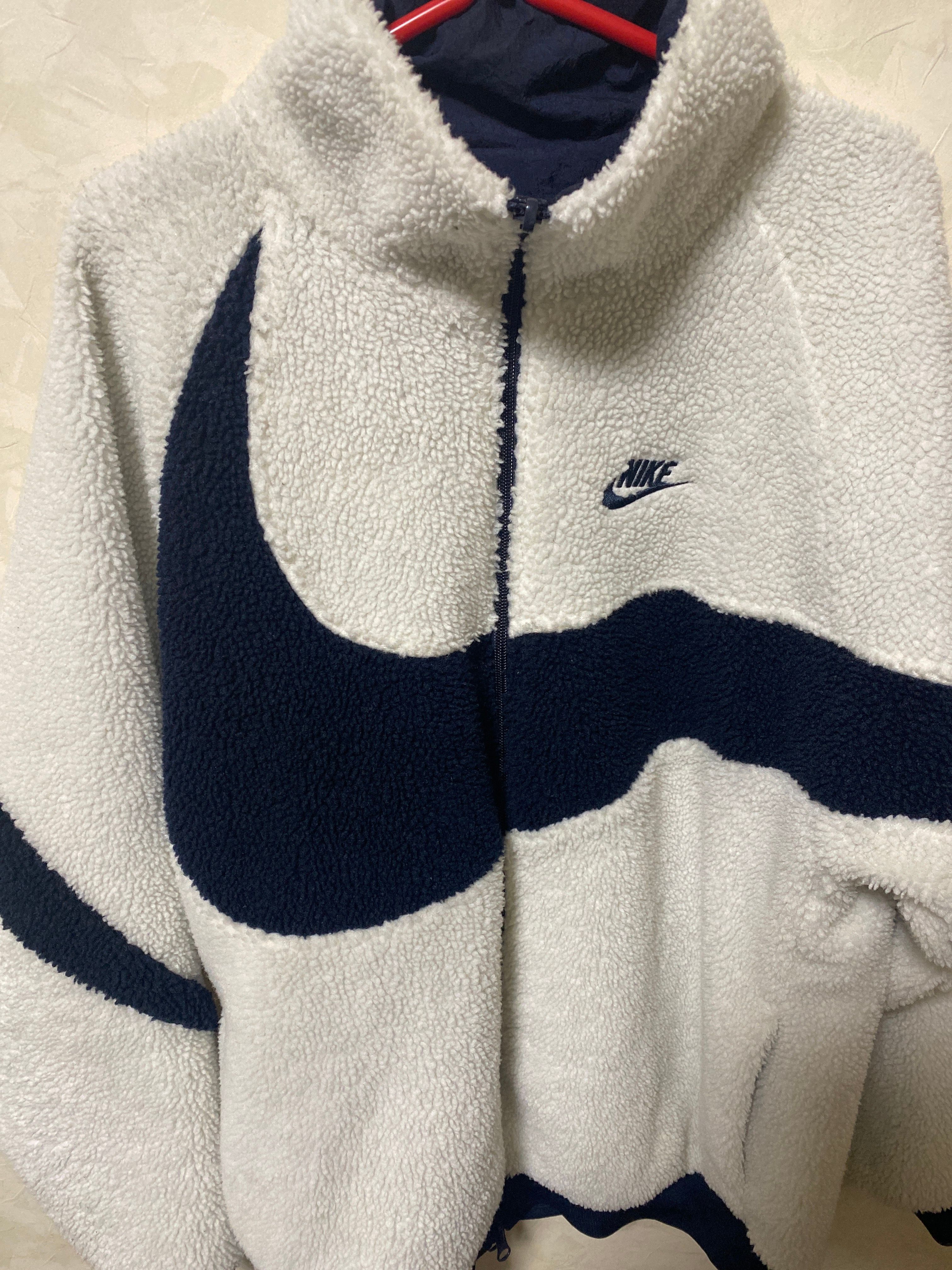 Nike Big Swoosh Reversible Boa Jacket "Sail/Dark Obsidian"