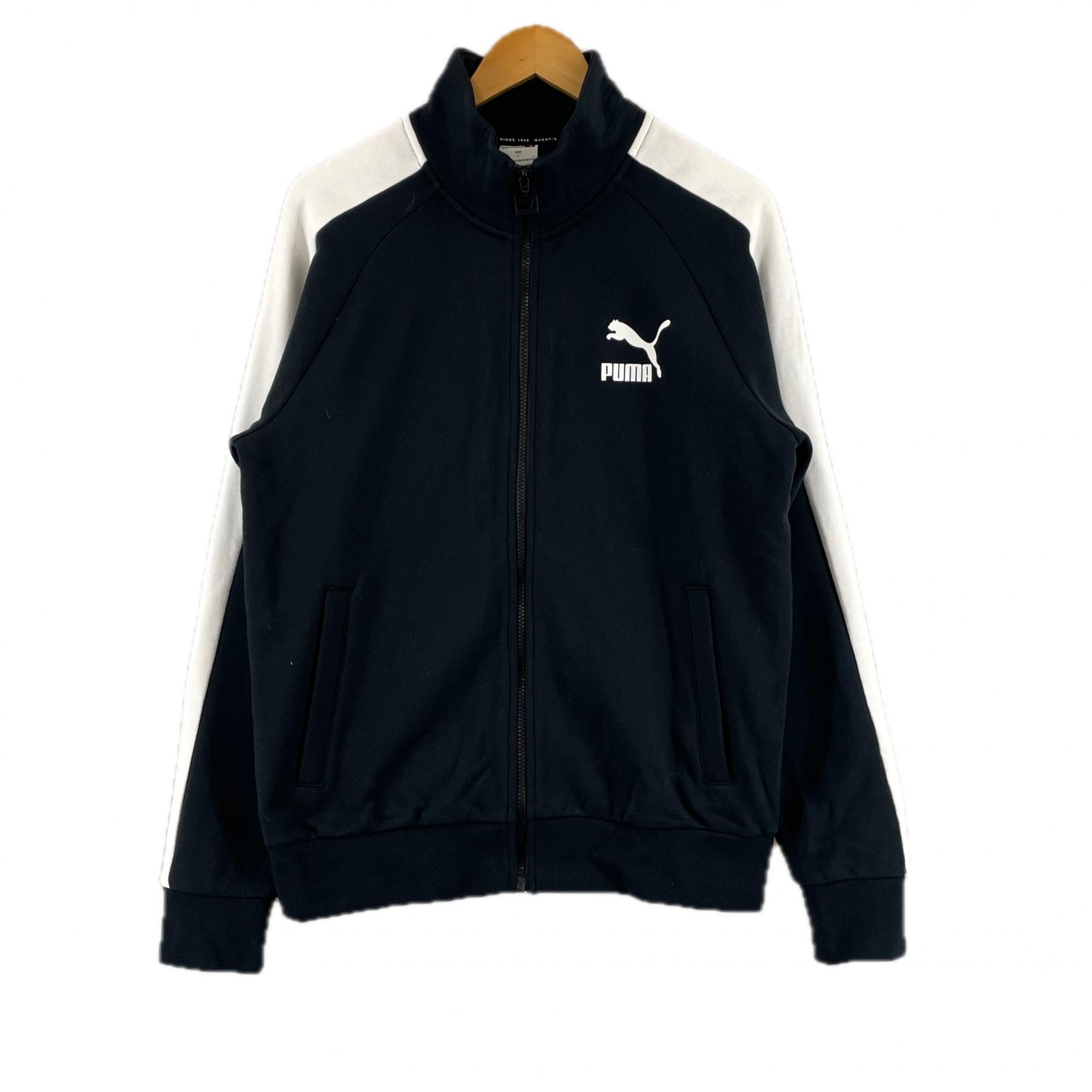 美品 PUMA プーマ ブランドロゴ 秋冬 AW トラックジャケット コットン ブラック メンズ L【古着】【中古】