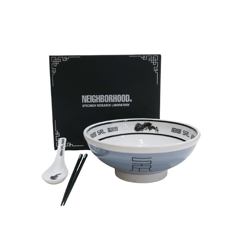 新品 NEIGHBORHOOD ネイバーフッド 23SS SRL.NOODLE BOWL SET 231AINH-AC06 ヌードル ボウル セット グレー ラーメンどんぶり 丼 レンゲ 箸 セット 食器