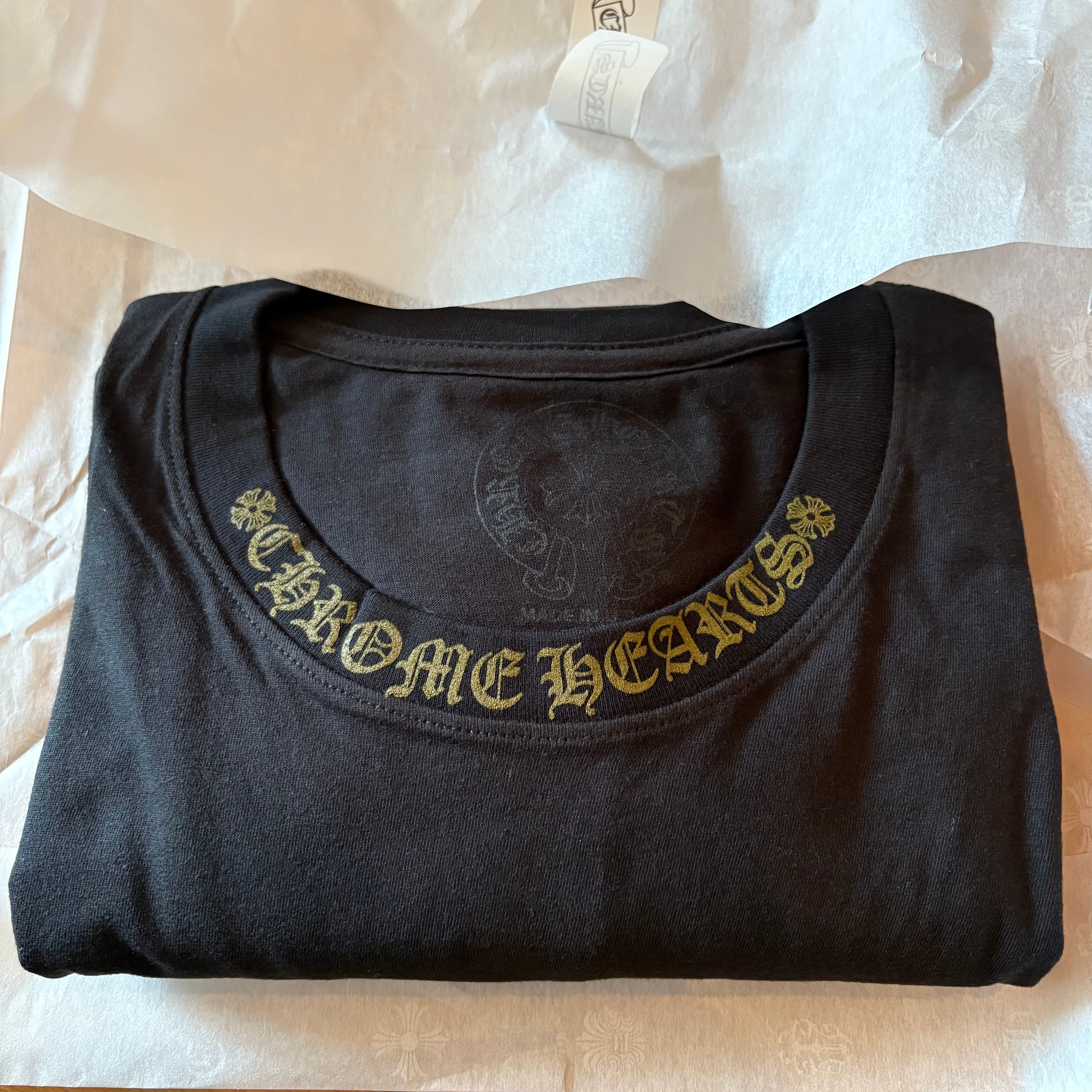 Chrome Hearts Neck Logo Pocket L/S T-Shirt "Black/Gold"