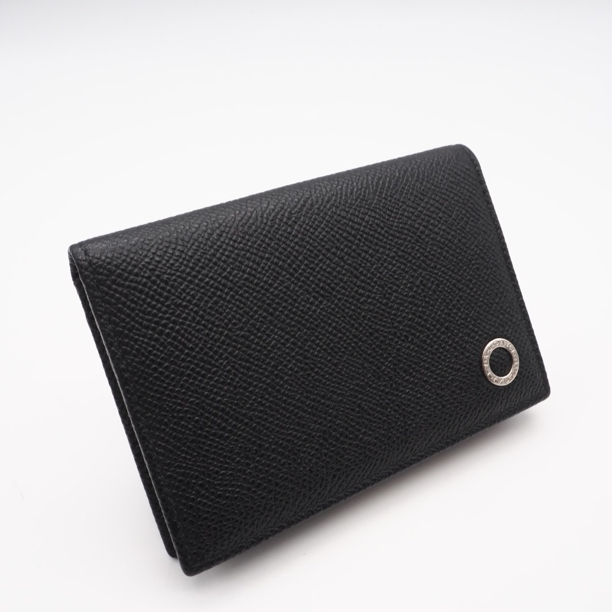 美品 BVLGARI ブルガリ グレインカーフレザー ブルガリ ブルガリ マン カードホルダー 280297 カードケース ブラック グレインカーフレザー メンズ