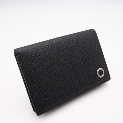 美品 BVLGARI ブルガリ グレインカーフレザー ブルガリ ブルガリ マン カードホルダー 280297 カードケース ブラック グレインカーフレザー メンズ