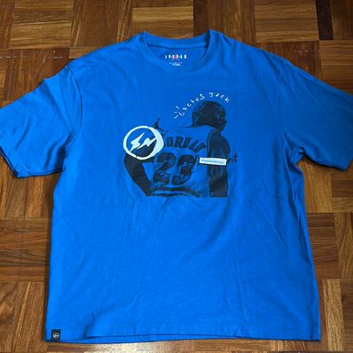 Air Jordan Travis Scott Fragment Tee "Military Blue"