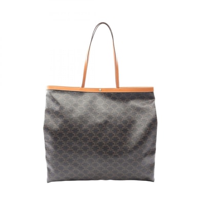 セリーヌ CELINE ビッグ フラット ショッパーバッグ トリオンフ トートバッグ バッグ PVCコーティングキャンバス レザー レディース ブラック系 / ブラウン系 123842O9003MI 【新品】