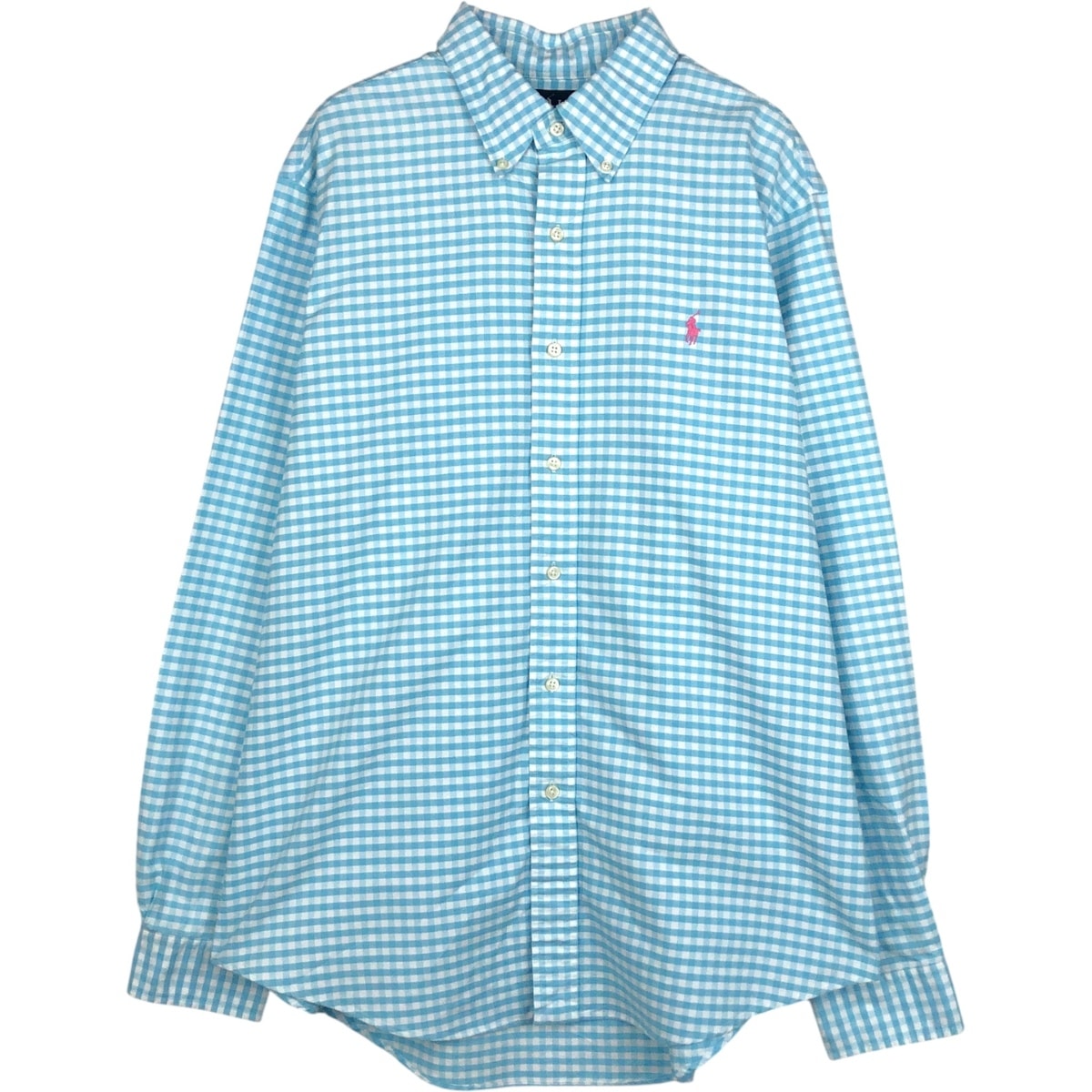 古着 ラルフローレン Ralph Lauren CUSTOM FIT ギンガムチェック 長袖 ボタンダウンチェックシャツ メンズL相当/eaa659322