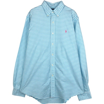古着 ラルフローレン Ralph Lauren CUSTOM FIT ギンガムチェック 長袖 ボタンダウンチェックシャツ メンズL相当/eaa659322