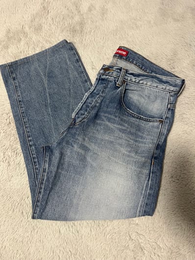 Supreme Distressed Loose Fit Selvedge Jean "Washed Indigo" (24FW)