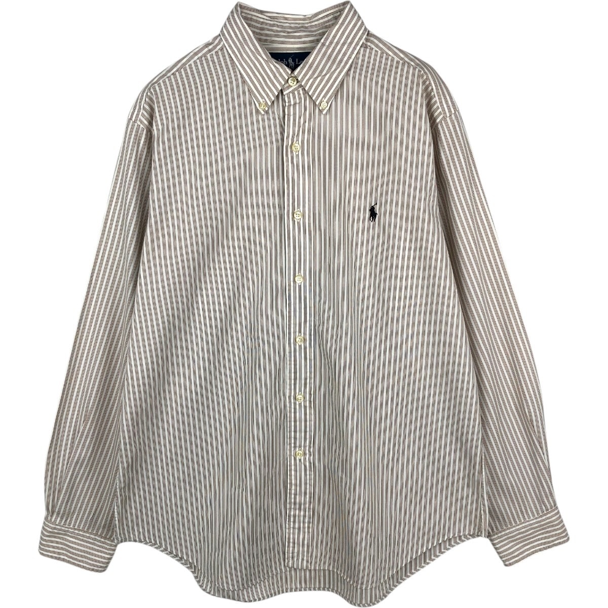 古着 ラルフローレン Ralph Lauren CLASSIC FIT マルチストライプ 長袖 ボタンダウンストライプシャツ メンズL相当/eaa678035