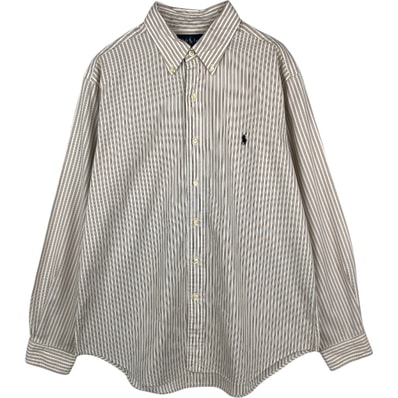 古着 ラルフローレン Ralph Lauren CLASSIC FIT マルチストライプ 長袖 ボタンダウンストライプシャツ メンズL相当/eaa678035