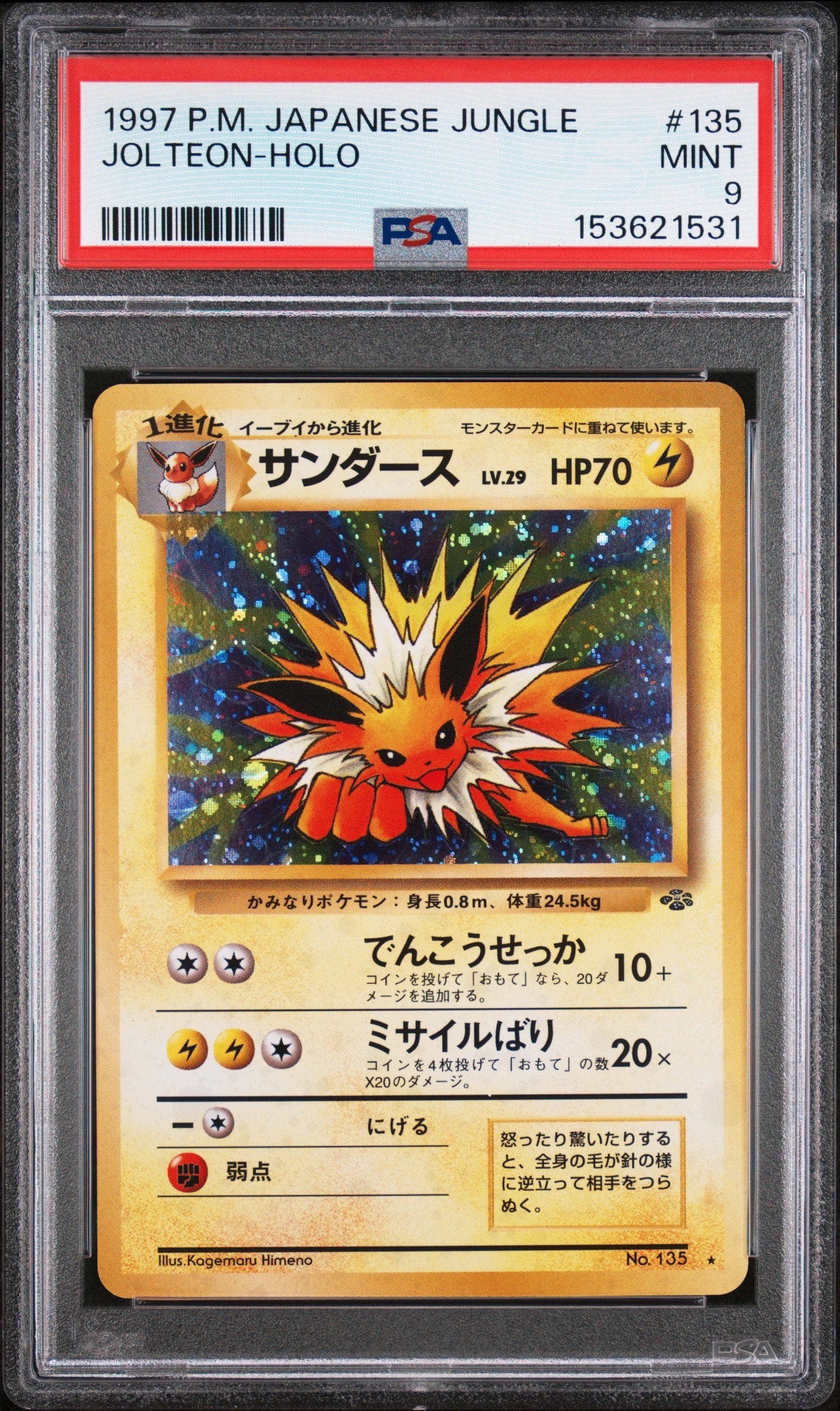 サンダース R: 旧裏 [PMCG2 No.135](拡張パック「ポケモンジャングル