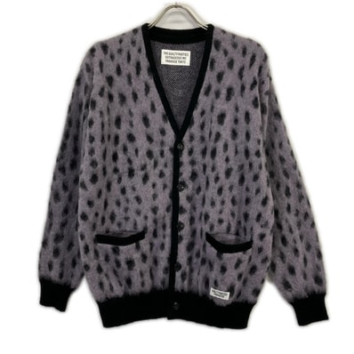 ワコマリア パープル LEOPARD MOHAIR CARDIGAN S