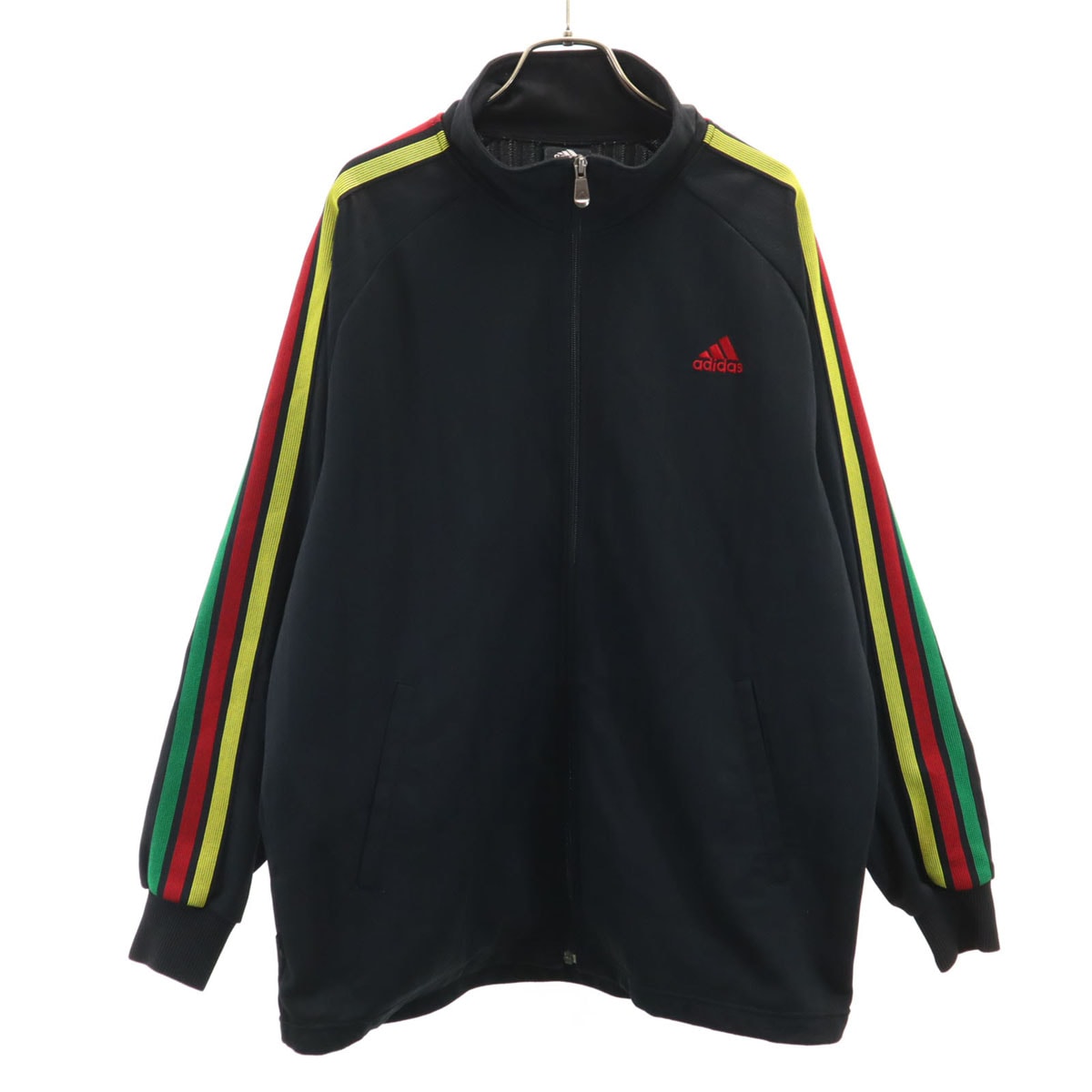 adidas アディダス 日本製 ヘリンボーン柄 トラックジャケット O ブラック ジャージ